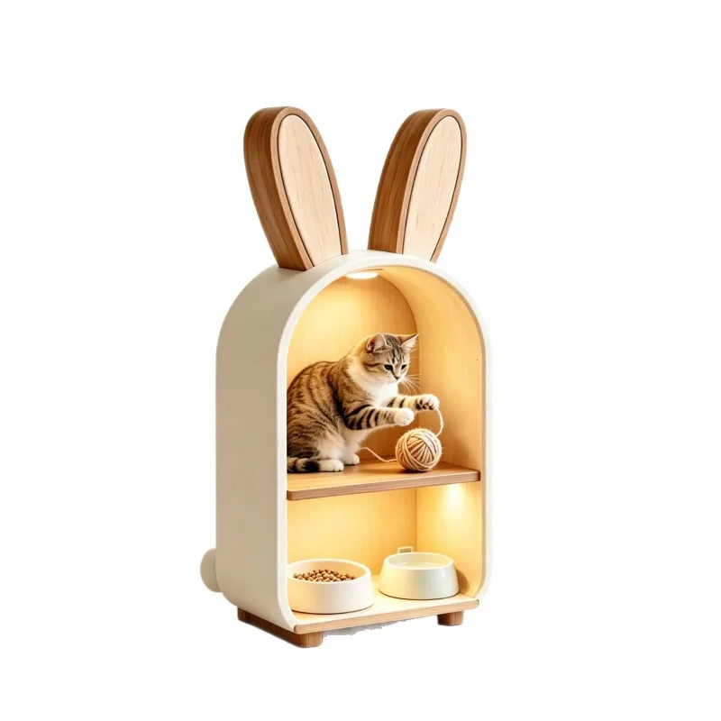 

Solid wood pet furniture, indoor two-story solid wood cat villa home luxury pet cat house