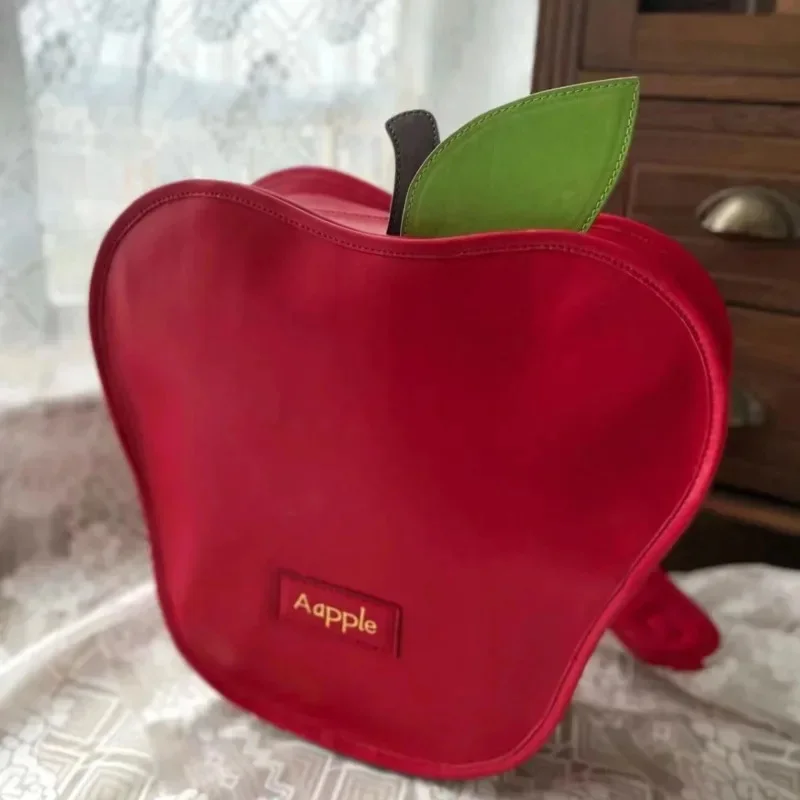 

Y2K PU Apple Backpacks Red Itabag Kawaii Versatile Pear Shoulder Bag Large Capacity Student Contrast Zipper Back To School Bag