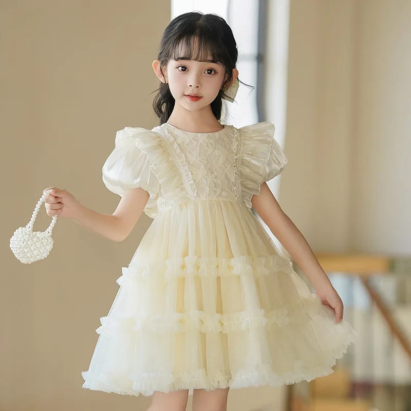 Girls' Princess Dress Summer New Style Little Girl Birthday Dress Fashionable Children's Lolita Dress Short-Sleeved Dress