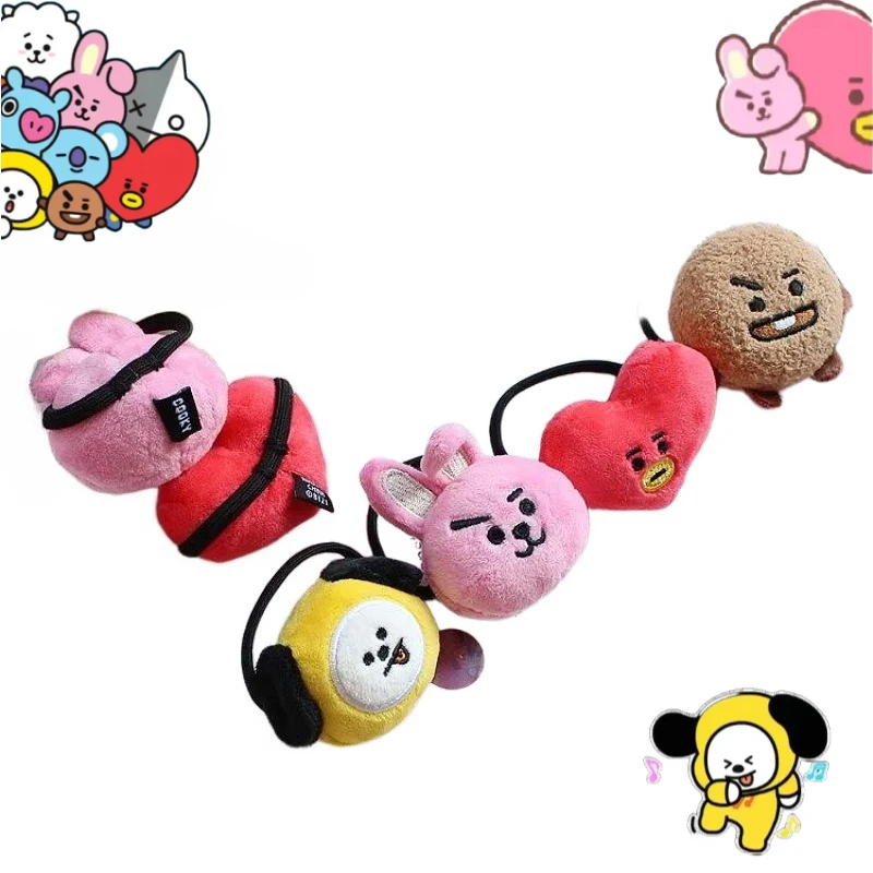 BT21 anime cartoon cute plush doll hair tie creative Kawaii girl sweet toy scrunchie hair accessory fan merchandise gift