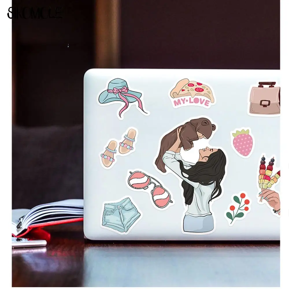 3/6/12Sets Cartoon Cute Female Stickers Korean INS Girl Account Diary DIY Toys Bedroom Guitar Suitcase Decal Graffiti Sticker F5