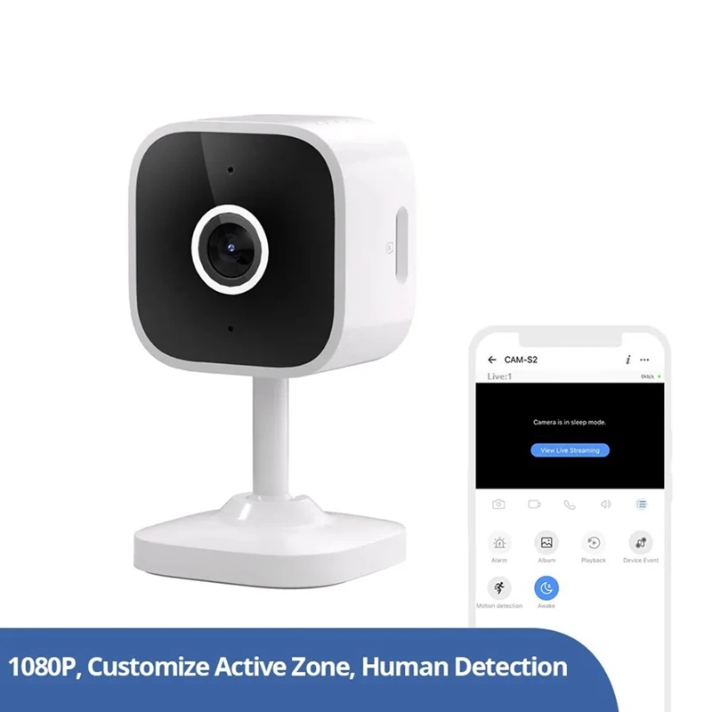 WISH CAM Slim Gen2 Wifi Telecamera di sicurezza domestica intelligente 1080P HD Avviso rilevamento movimento Visione notturna Funziona per Alexa/Google Home