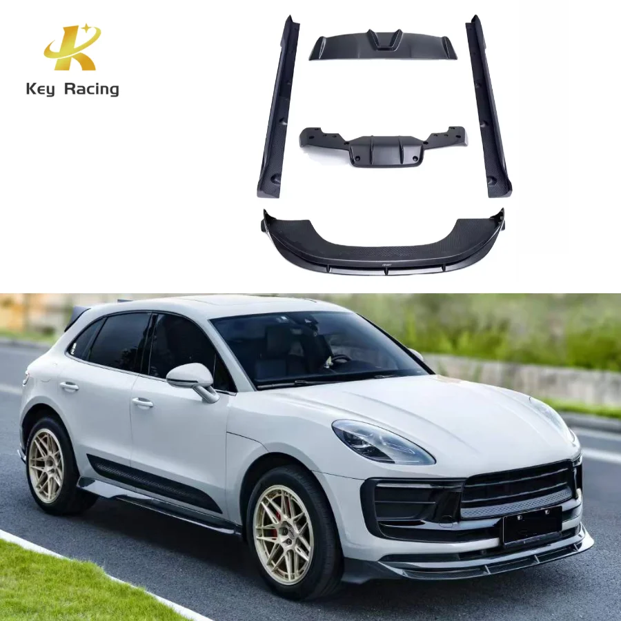 Macan Upgrade Dry Carbon Fiber CMST Style Front Bumper Lip Side Skirts Rear Bumper Diffuser Rear Spoiler For Porsche Macan 2022-