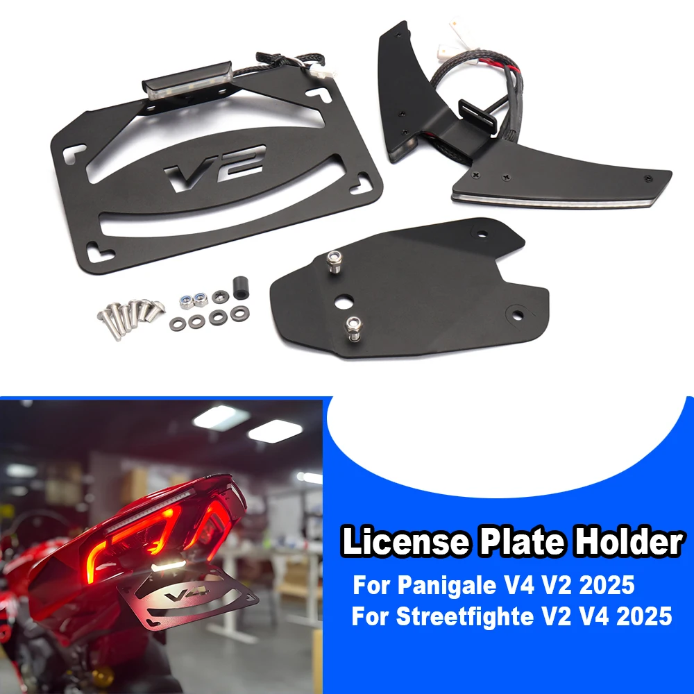 

﻿ Motorcycle LED Rear Tail Tidy License Plate Holder Fender Eliminator For Ducati Panigale V4S V4 V2 Streetfighte V2 V4 2025
