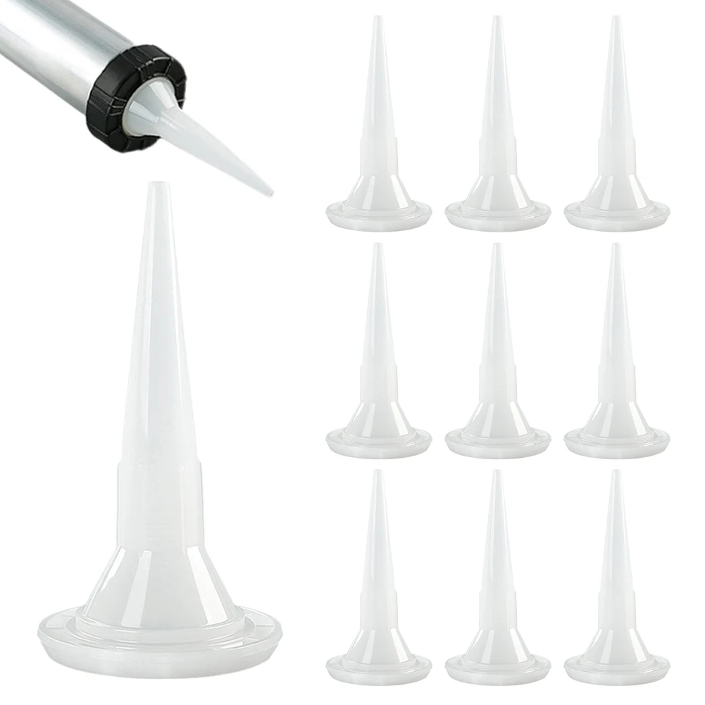 10pcs Caulking Nozzle Structural Glue Nozzle Universal Glue Tip Mouth Sealant Silicone Caulking Tips Replacement Parts Plastic