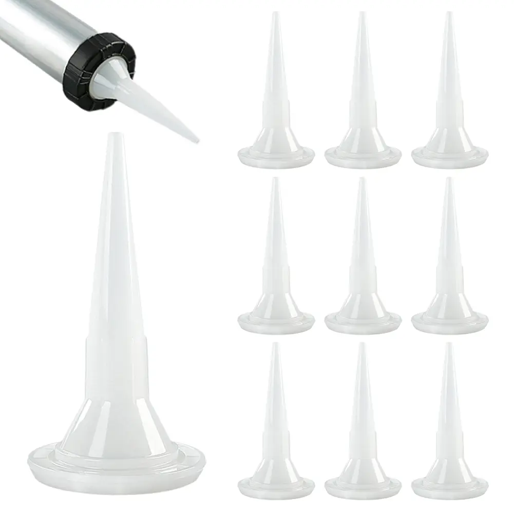 10pcs 코킹 노즐 구조용 접착제 노즐 범용 접착제 팁 입 실란트 실리콘 코킹 팁 교체 부품 플라스틱