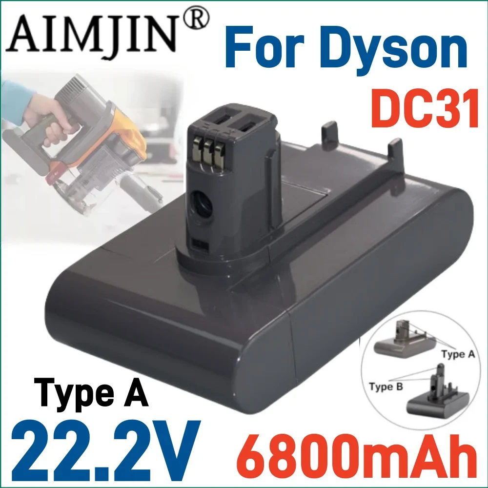 

22.2V For Dyson DC31Type A 6800mAh Rechargerable Battery For DC31 DC31B DC35 DC44 DC45 Power Tool Replacement Battery