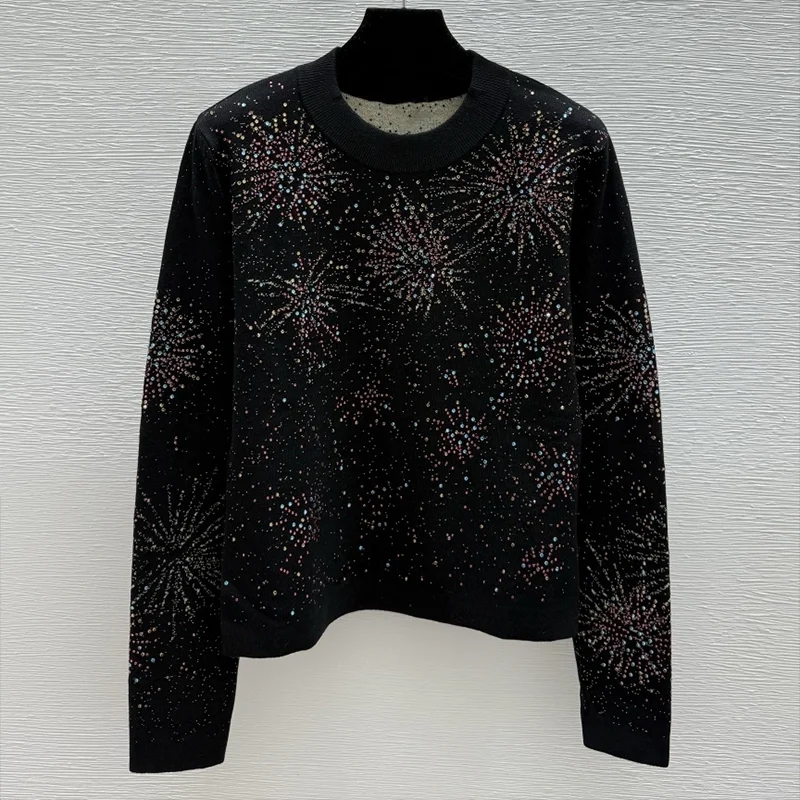 

Высококачественный женский праздничный свитер в стиле High Street Party с цветными блестками и бисером, модный пуловер 251102276