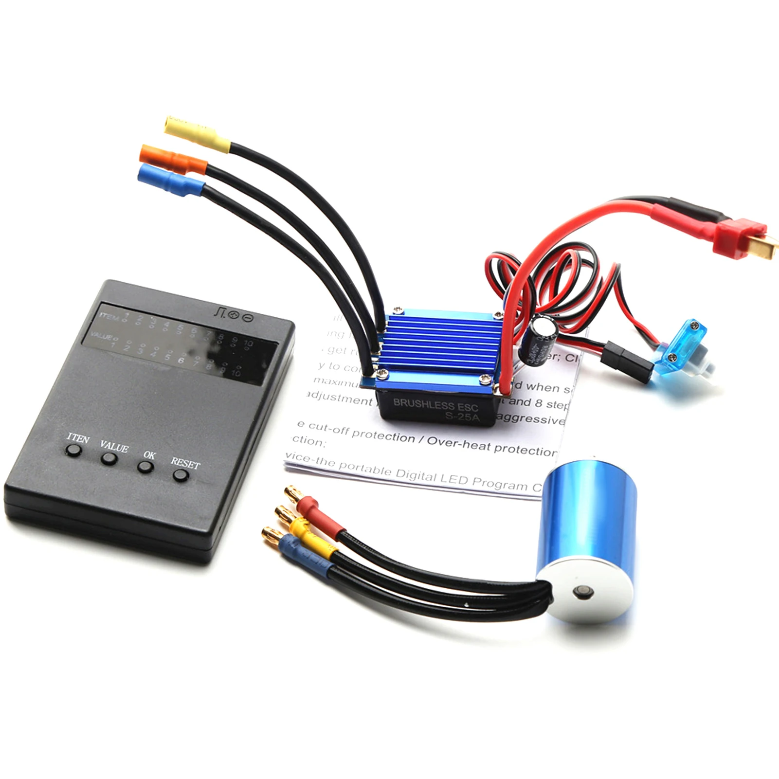 

Motor 2435 4500KV Brushless Motor and 25A ESC Programming Card Replacement for HSP 1/16 1/18 Remote Control Truck Car