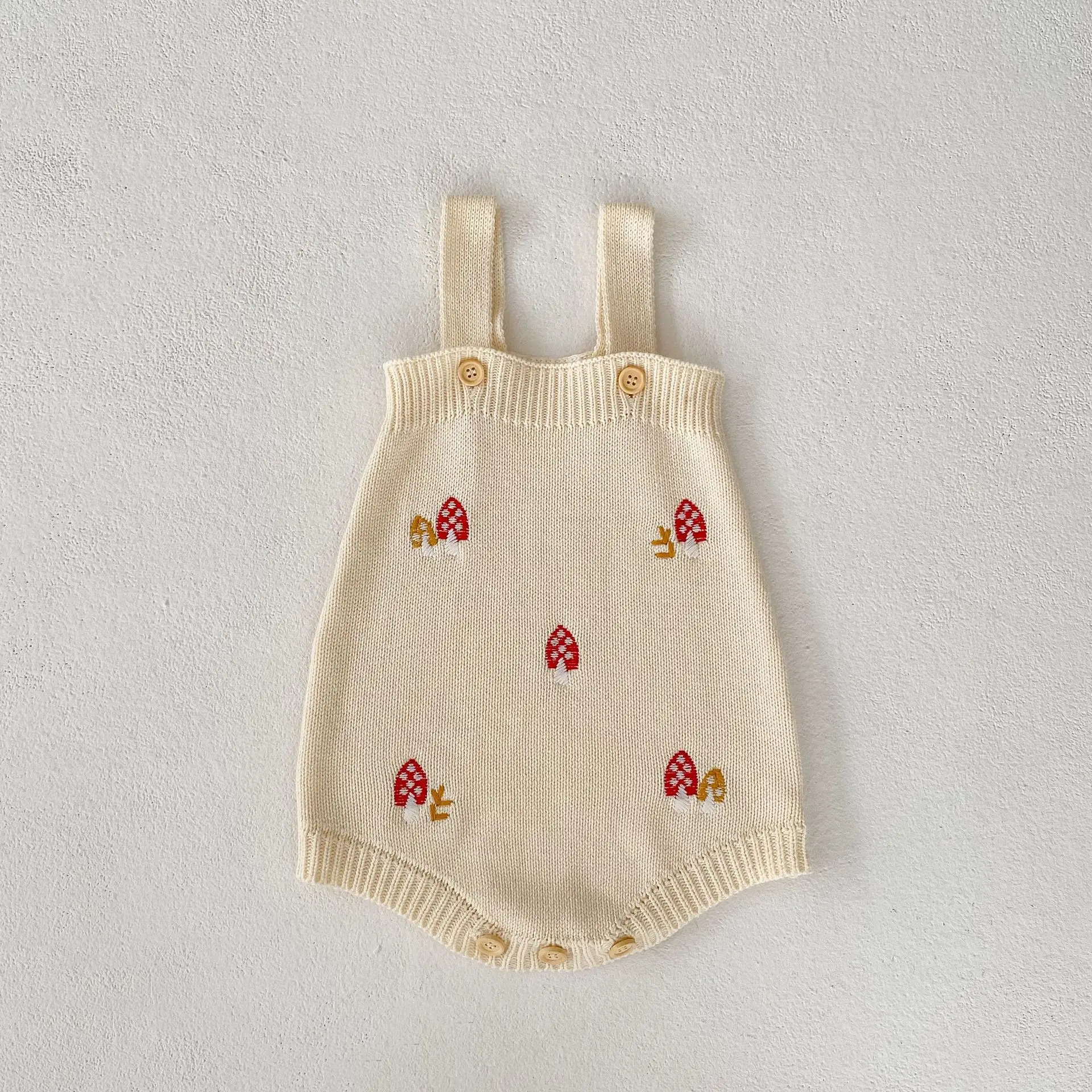 Kids Clothes for Babyt Newborn 2 Pieces Sets Coat Romper 2023 Autumn Embroidered Lotus Leaf Collar Knitted O-neck Strawberry