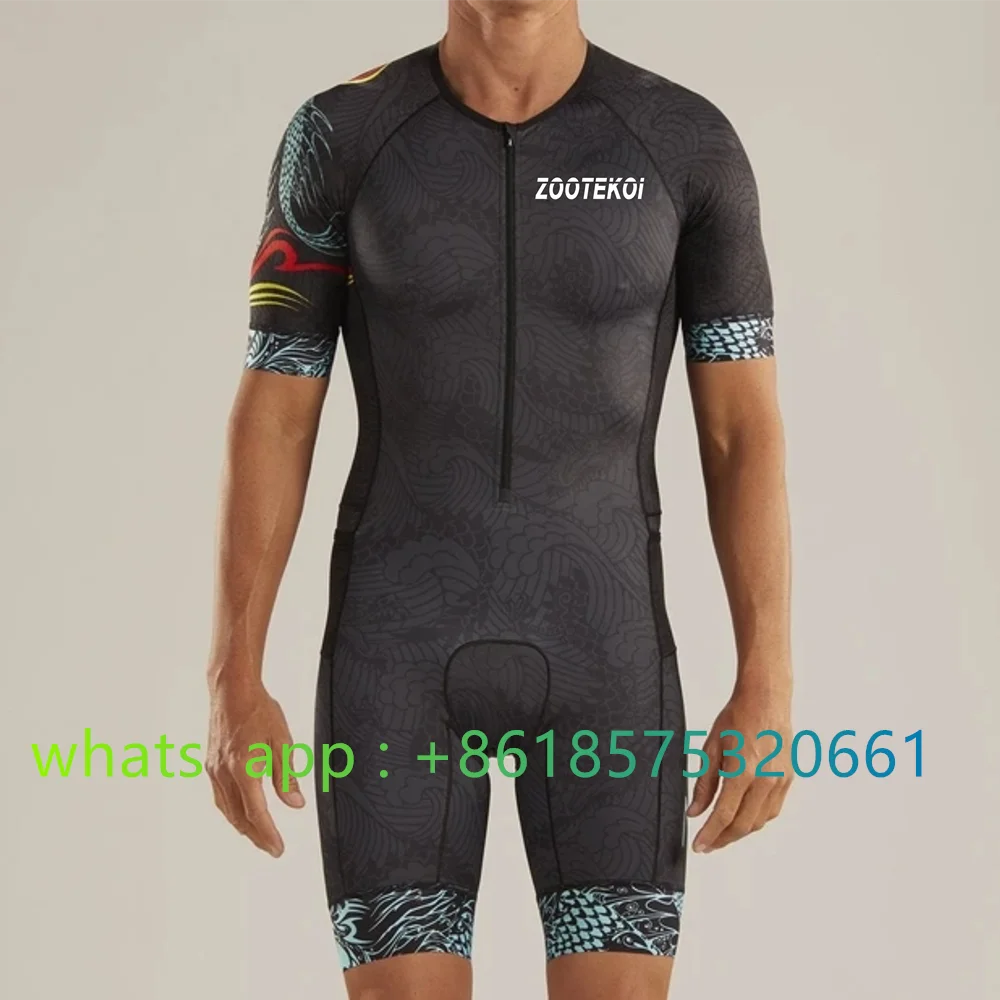 Zootekoi Triathlon Summer Cycling MTB Short-sleeved Race Speed Trisuit Ropa Ciclismo Pro Team Bicycle Running Bodysuit Skinsuit