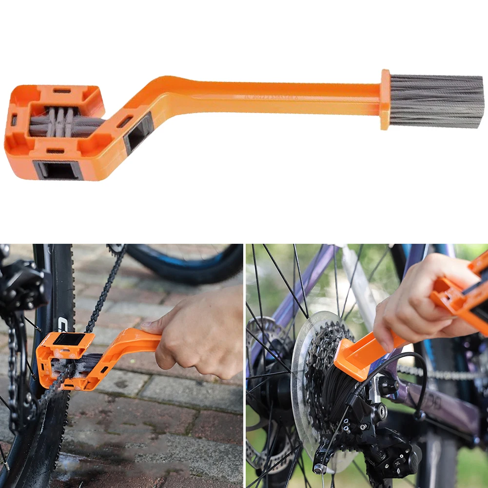 Bicycle Chain Clean Brush Double Head Bike Chain Washer Cleaner Multifunction Portable Chain Cleaning Brush for Motorcycle Bike