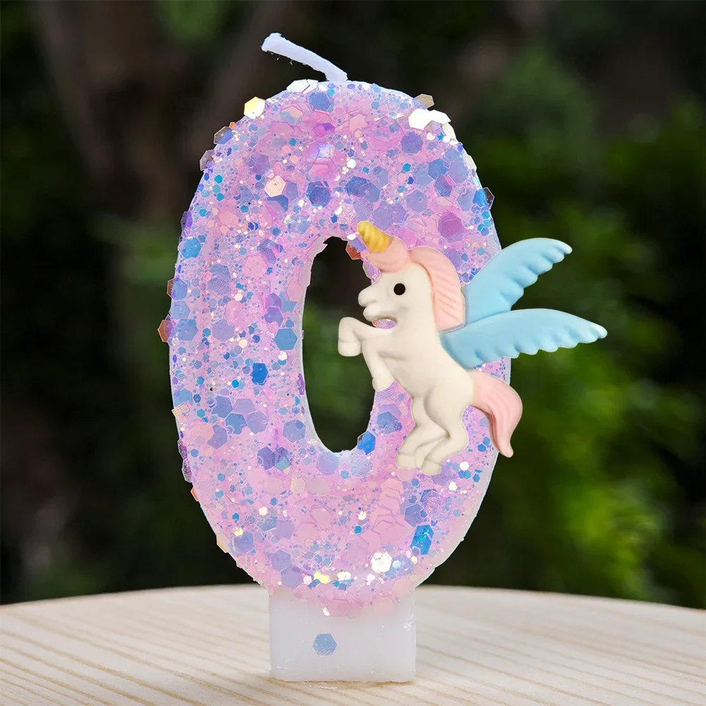 Pastel Unicorn Birthday Candle 3D Sculpted Cake Decor Ornament for Birthday Party, Wedding and Dessert Table Styling Supplies