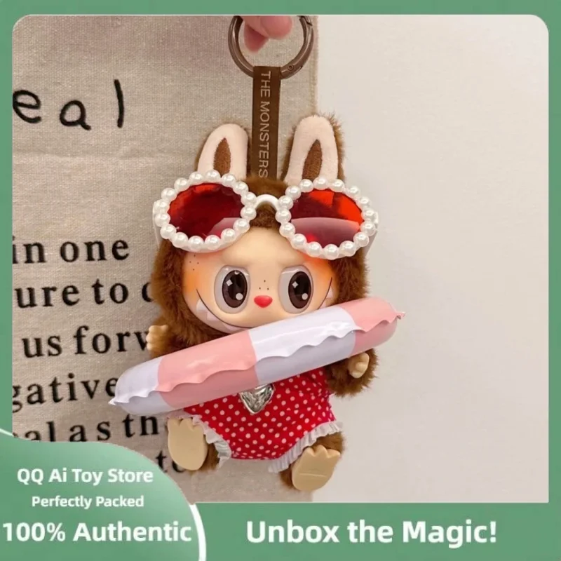 인형 의류 복장 액세서리 Ropa For Labubu 10cm 코튼 인형 수영복 안경 비치 다이빙 서핑 보드 밀짚 가방 천