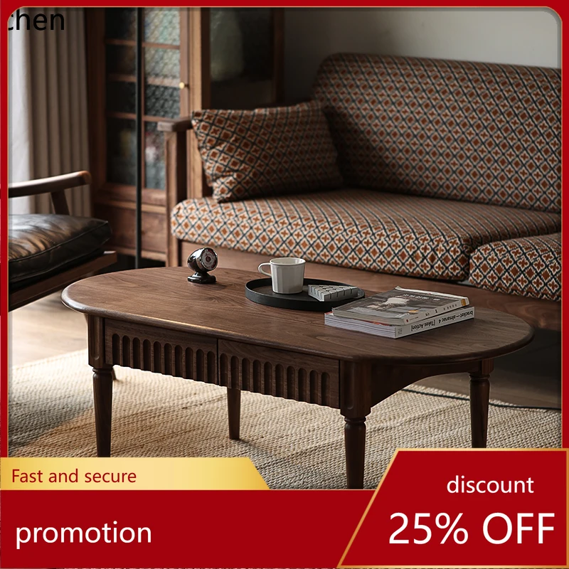 

Журнальный столик из массива дерева HT, черный орех, минималистичный, современный, простой, для гостиной, для небольшой квартиры