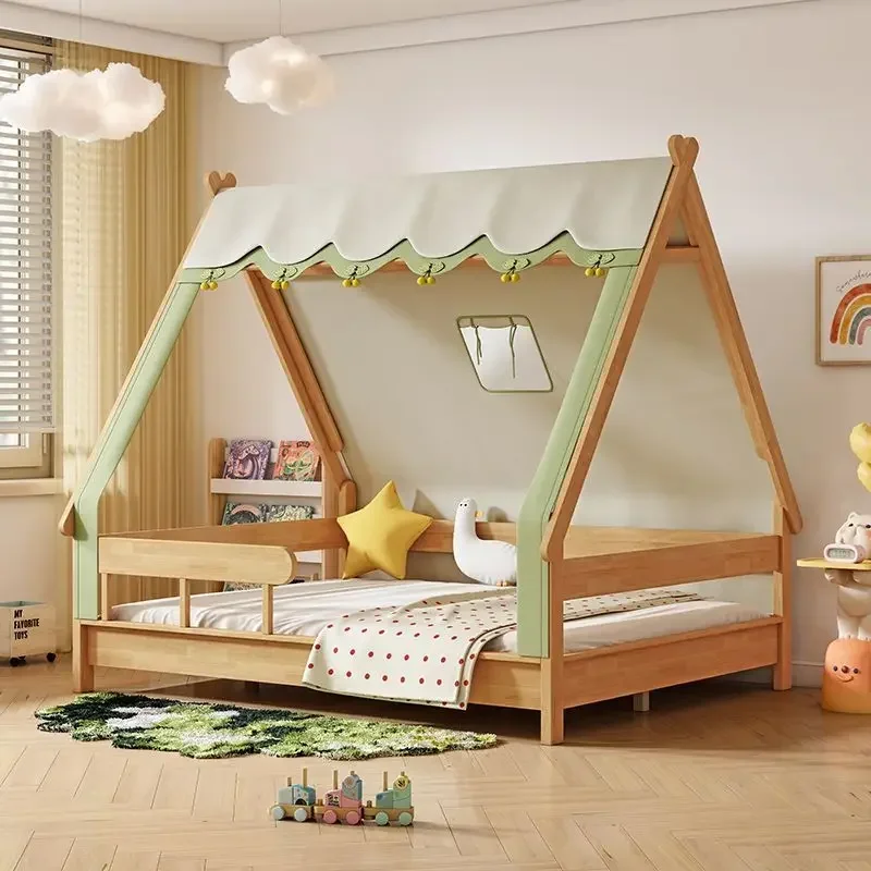 

Creative Bedroom House Roof Shaped Wooden Frame Bed Teen Children Sofa Bed