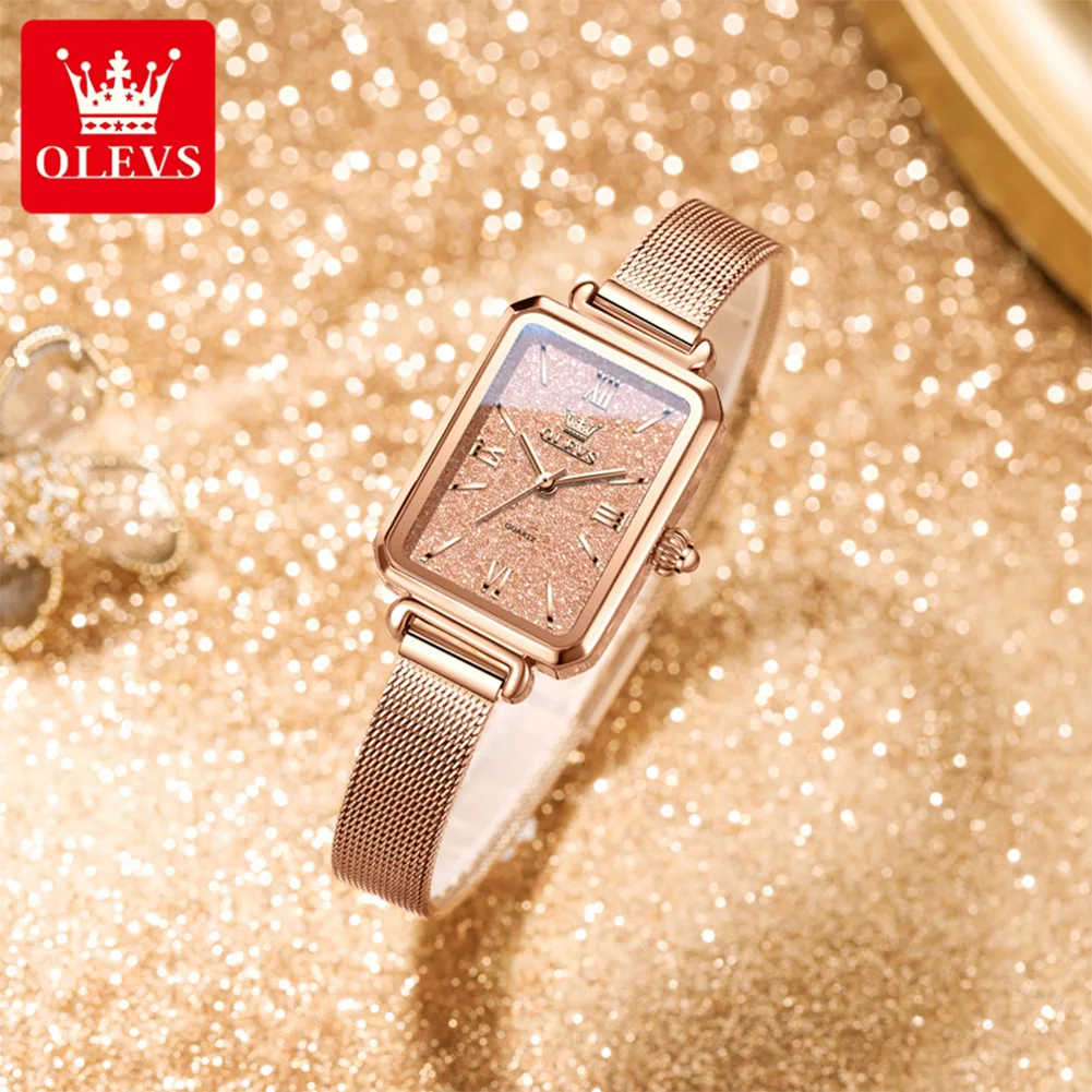 OLEVS 5705 Original Quartz Movement Women Watch Timekeeping Milanese Strap Dazzling Stardust Dial 30 Daily Waterproof Watch