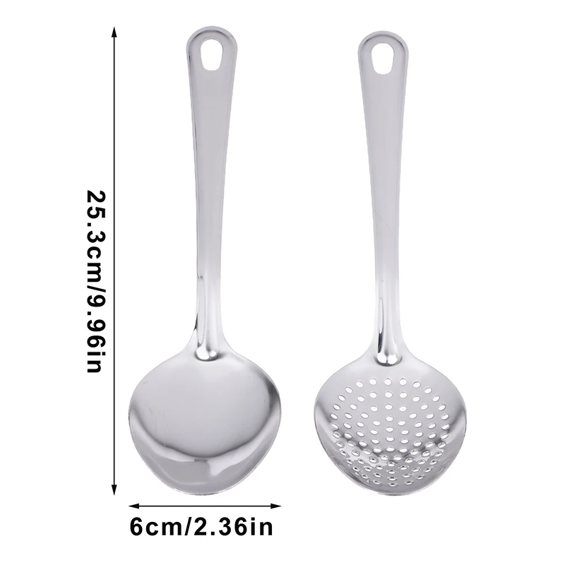 Colher de Sopa de Aço Inoxidável 201 com Filtro e Escumadeira, Utensílio de Cozinha com Cabo, Útil para Utensílios de Cozinha