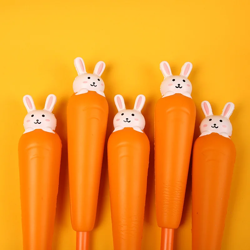 20PCS  Korean rabbit carrot shaped decompression Rollerball pen student utensils vegetable signature pen press pen