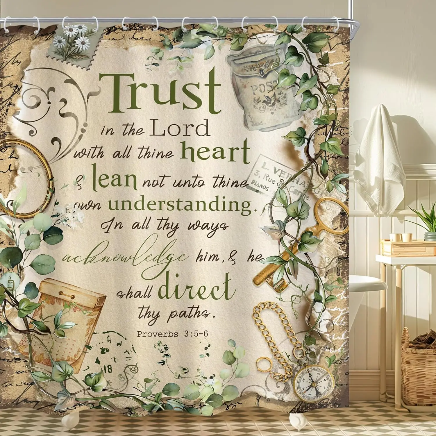 

Vintage Scripture Shower Curtain Inspirational Bible Quote Proverbs 356 Bathroom Decor Christian Home Decor Elegant Water