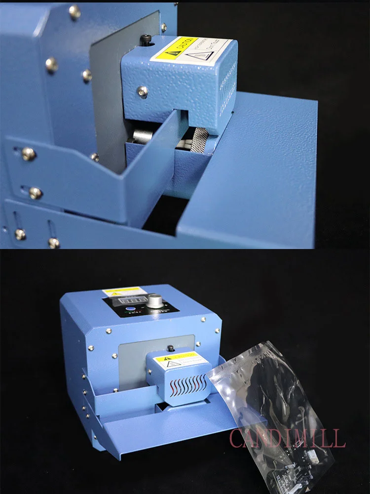 Máquina automática de selagem de plástico, selador de rolo contínuo, lojas de controle de velocidade e temperatura ajustáveis, cozinha doméstica