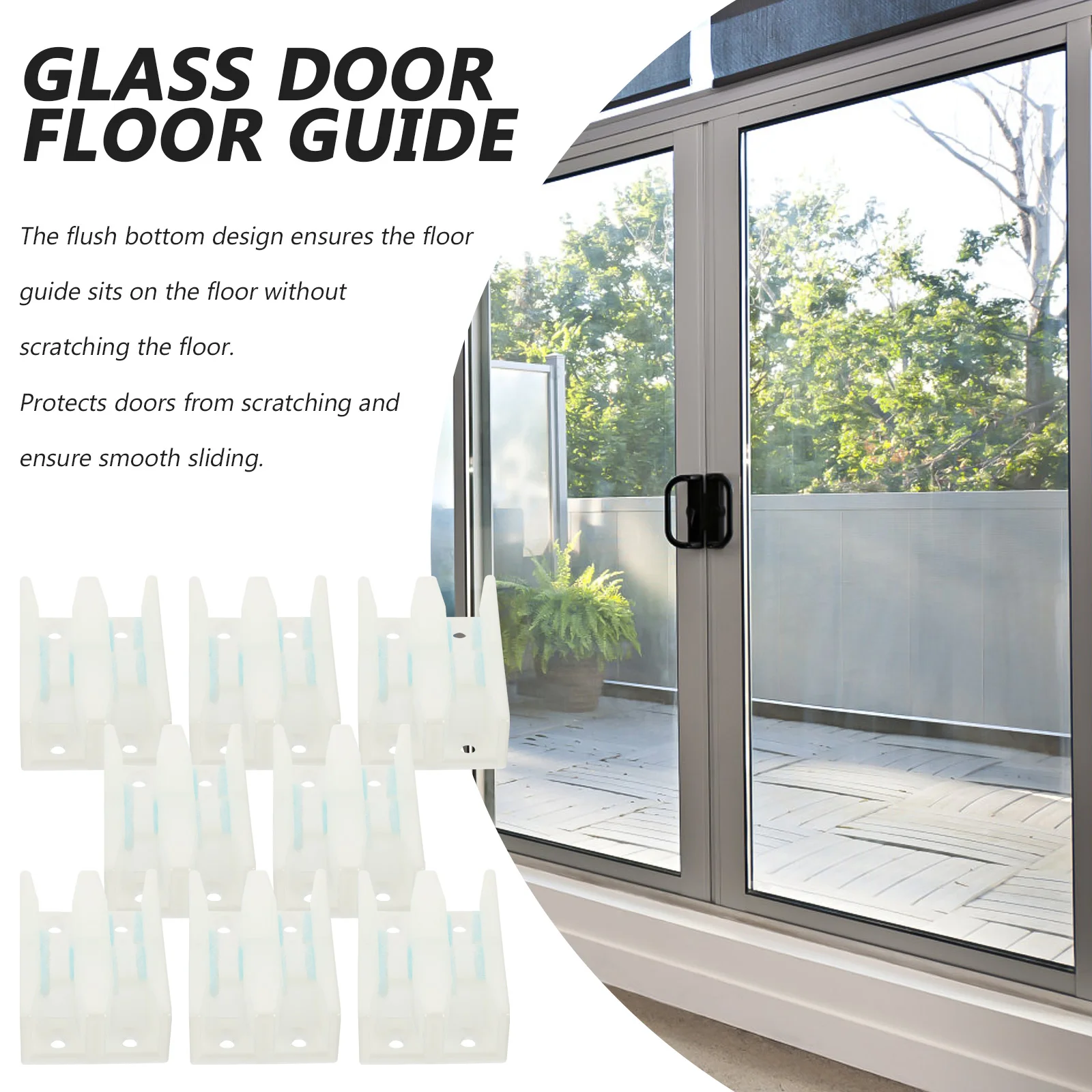 

8pcs Glass Sliding Door Positioner Bottom Shower Guide Floor Plastic Doors Deepened Groove Surface Smooth Edges Stable