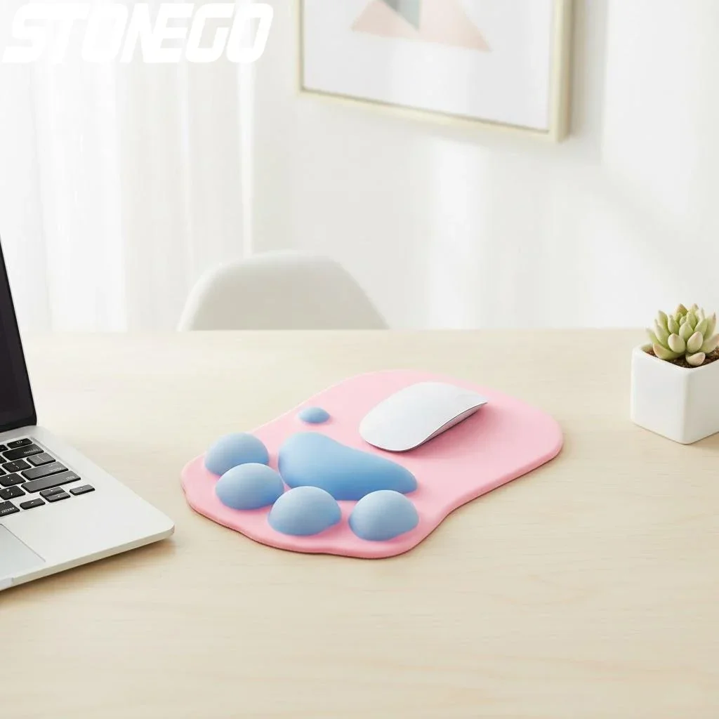 Creative Cute Cat Paw Shaped Silicone Mouse Pad Wrist Rest for Computer Laptop Desktop Office Use