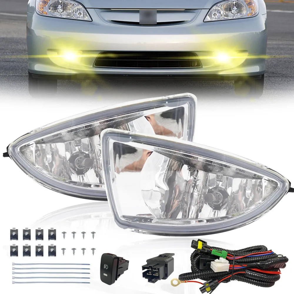 

2 pcs fog light For Honda Civic 2DR/4DR 2004 2005 Coupe Sedan Fog Lights front bumper driving lamps car assembly