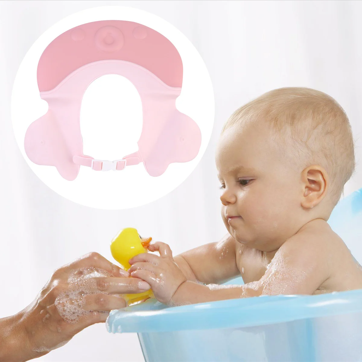

Baby Bathing Hat Adjustable Waterproof Cartoon Design For Eye Protection During Shampoo Haircut Sun Shade Infant Shower