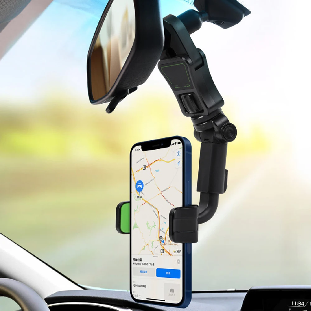 Rearview Mirror Mount 360 Rotating Car Phone Holder Car Phone Bracket Navigation GPS Stand Foldable Mobile Cell Support in Car