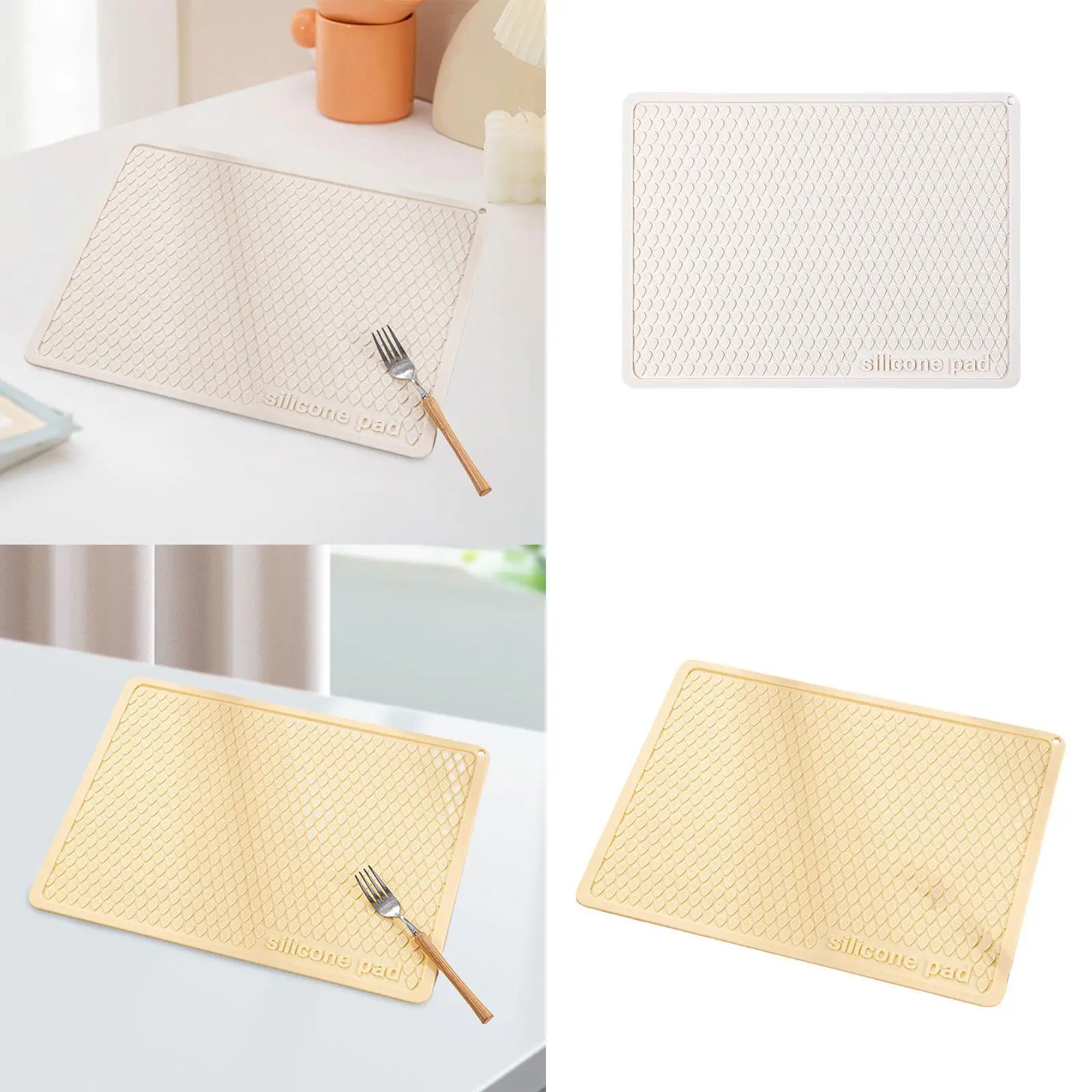 Silicone Dish Drying Mat Lightweight Easy to Clean Multipurpose Drainer Pad for Restaurant Kitchen Counter Dining Room Bathroom