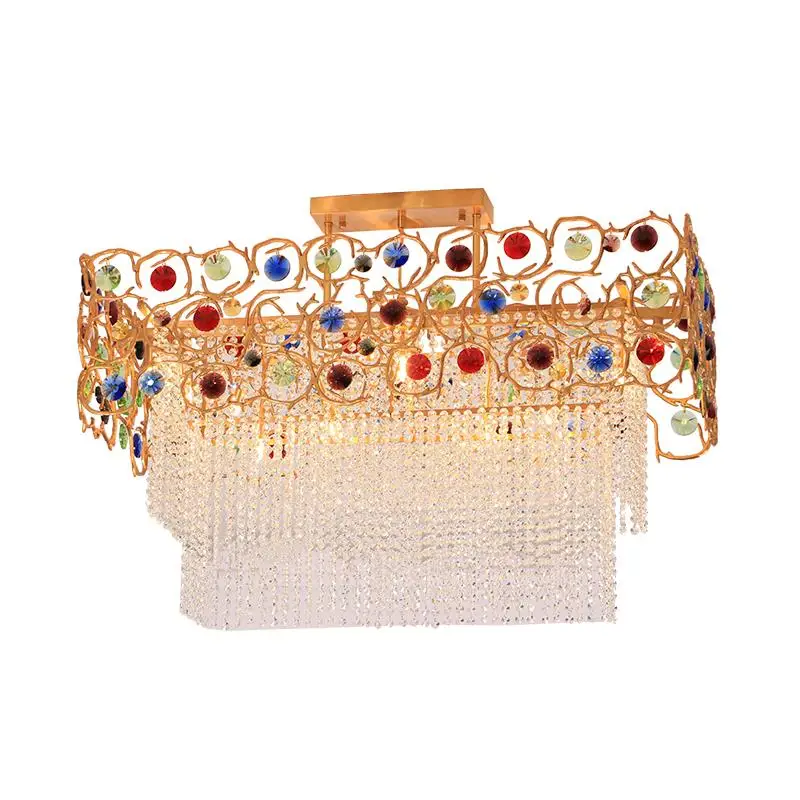 

Light luxury living room dining room bedroom tea room exhibition hall clothing store all copper branches gem crystal chandelier