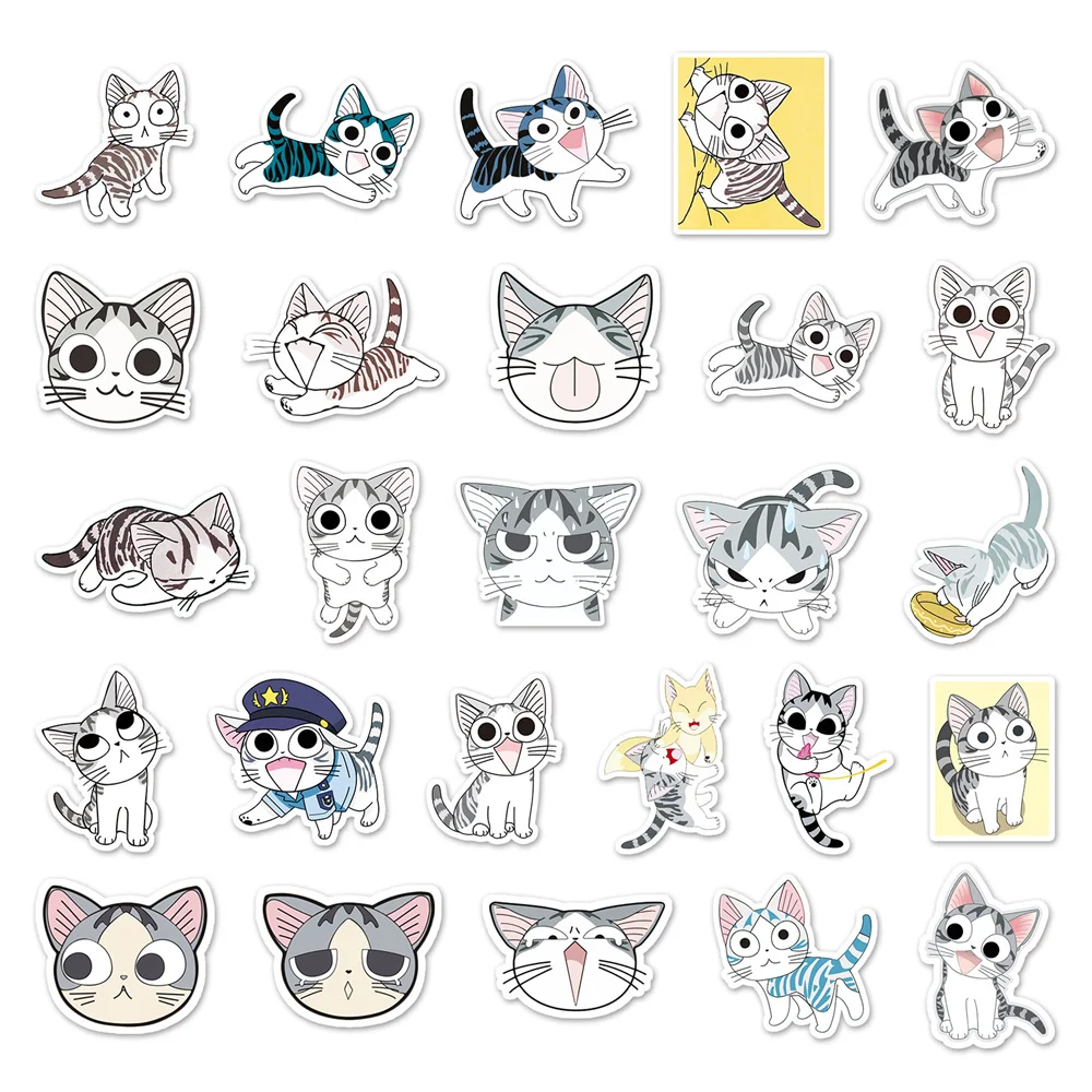 10/30/50pcs Cute Chi Cat Japanese Cartoon Kawaii Sticker For Toy Luggage Laptop Ipad Notebook Guitar Car Sticker Wholesale