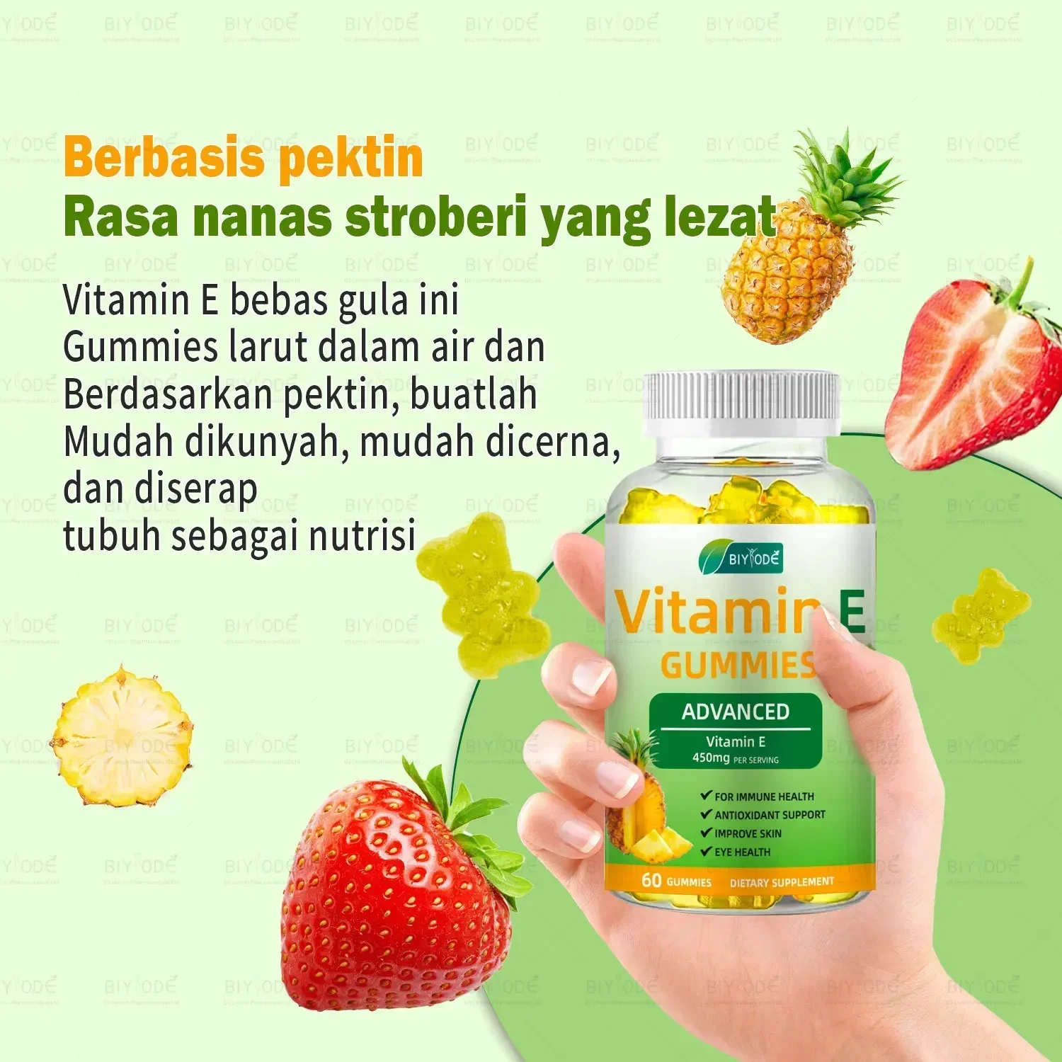 Bouteille de gommes à la vitamine E, supplément de vitamines, améliore les niveaux d'énergie et l'endurance, régule la fonction des procureurs, 1