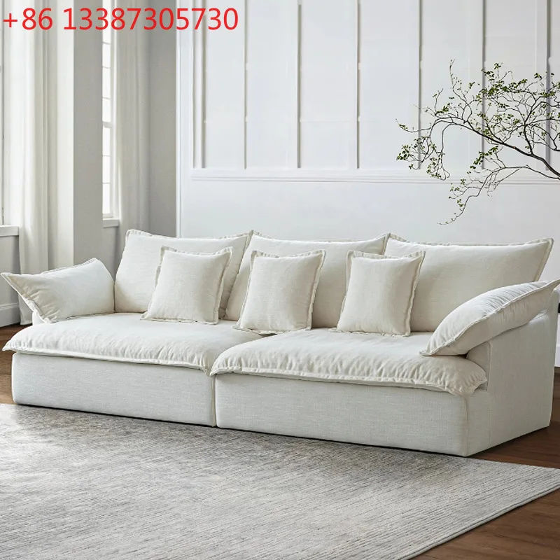 

Wabi-sabi style linen fabric sofa medieval style small apartment cream style