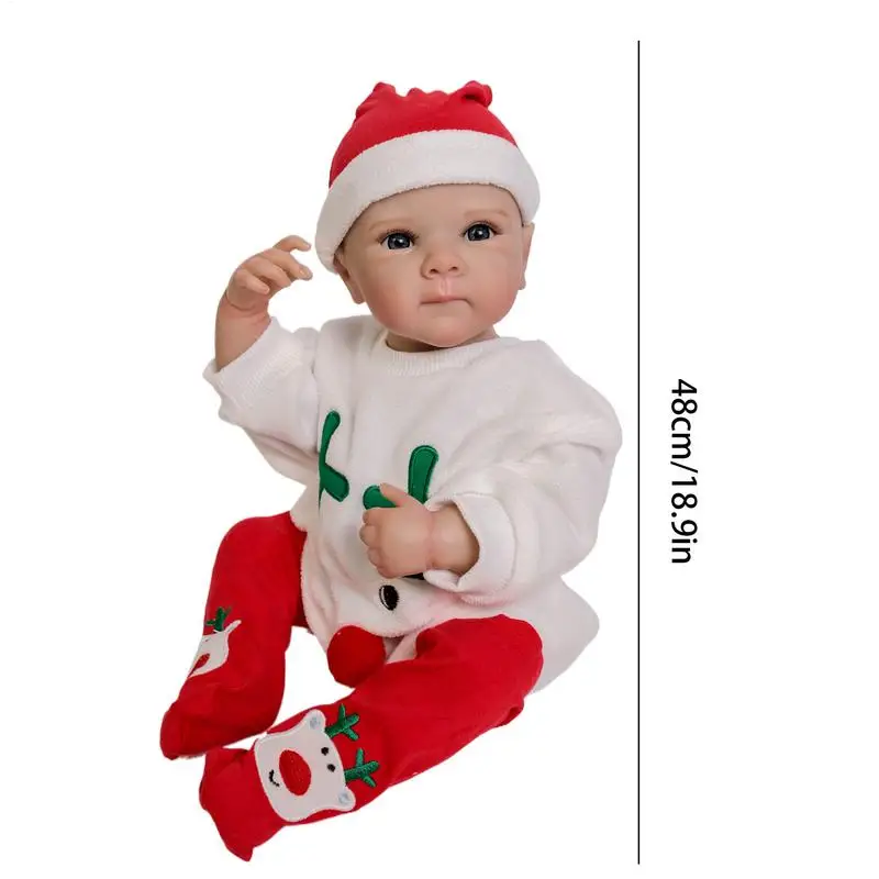 Toddler Reborn Doll Small Real Doll Toy Real Looking Doll Toys 19 Inch Christmas Theme Doll Real Life Dolls For Children