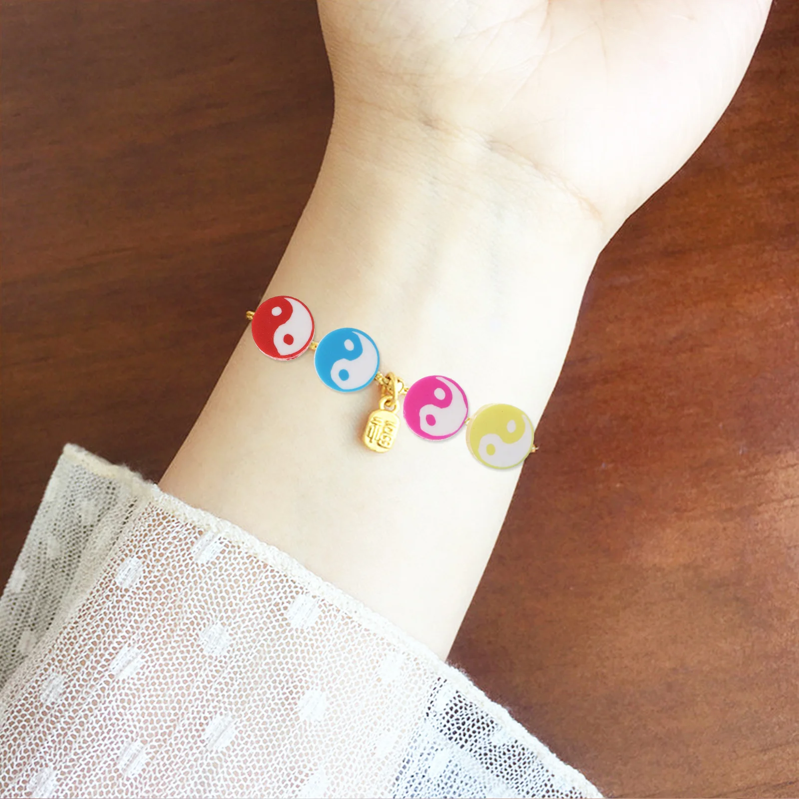 

100 шт. круглые бусины Инь Ян дизайн для DIY ювелирные изделия браслет ожерелье ремесленные украшения Инь Ян бусины-разделители