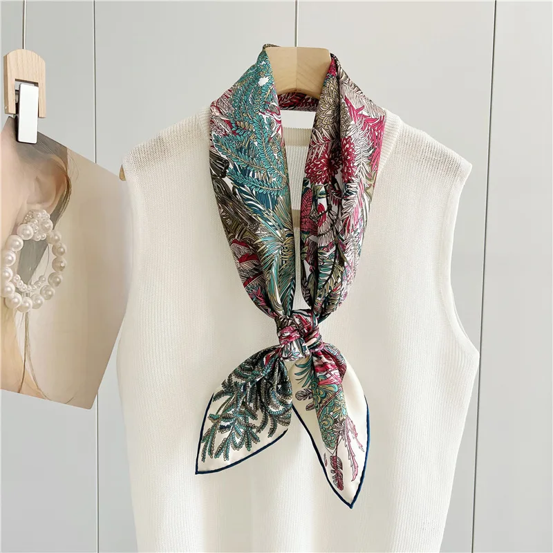 100% Real Silk Scarf Neckerchief 90 Silk Scarf Wraps Foulard Womens Fashion Scarves for OL