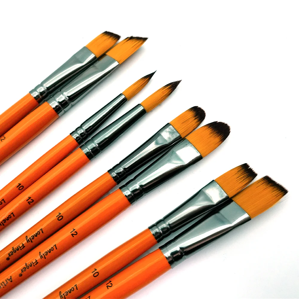 Paint Brushes Set of 6/24pcs Wooden Handles Brushes，Professional Artist Series with Filbert, Round, Angle, Flat for Watercolor,