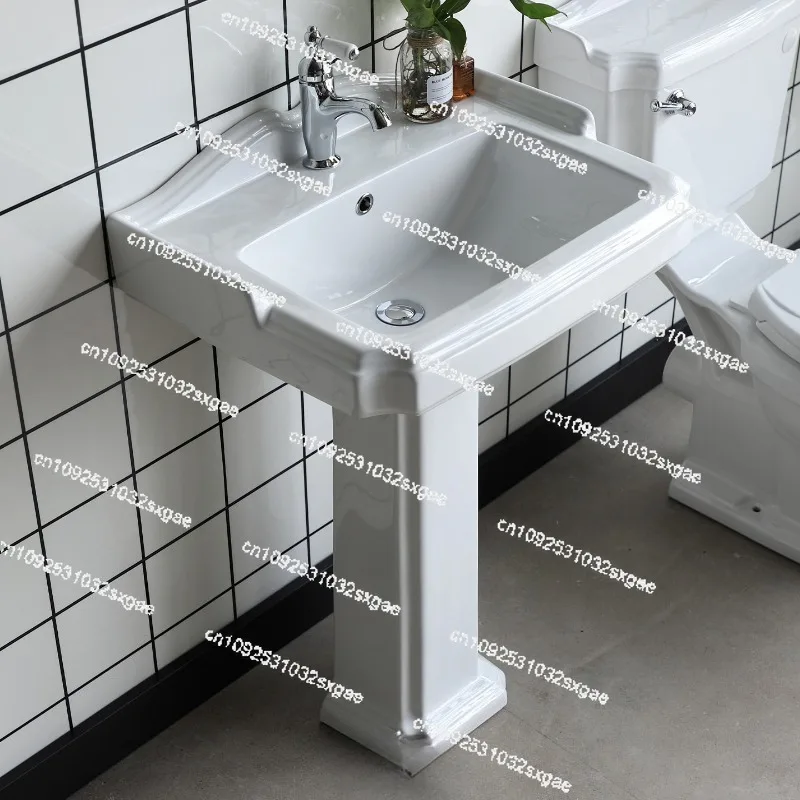 UPC British retro ceramic column basin single hole floor washstand basin