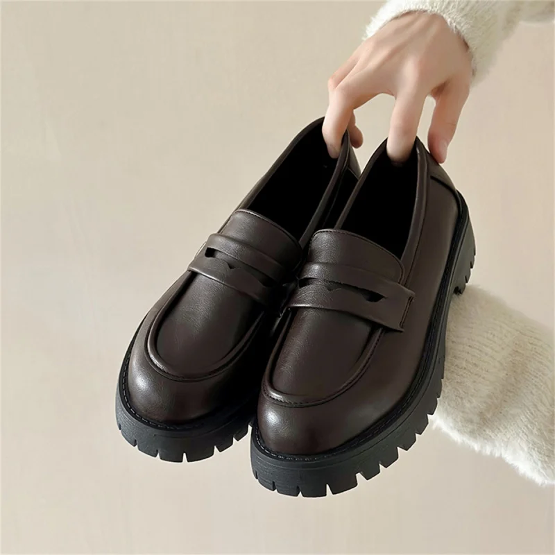 

New Style Loafers Export Large Size Thick Sole Slip-On Casual Shoes Solid Color European and American Fashion Lazy Shoes