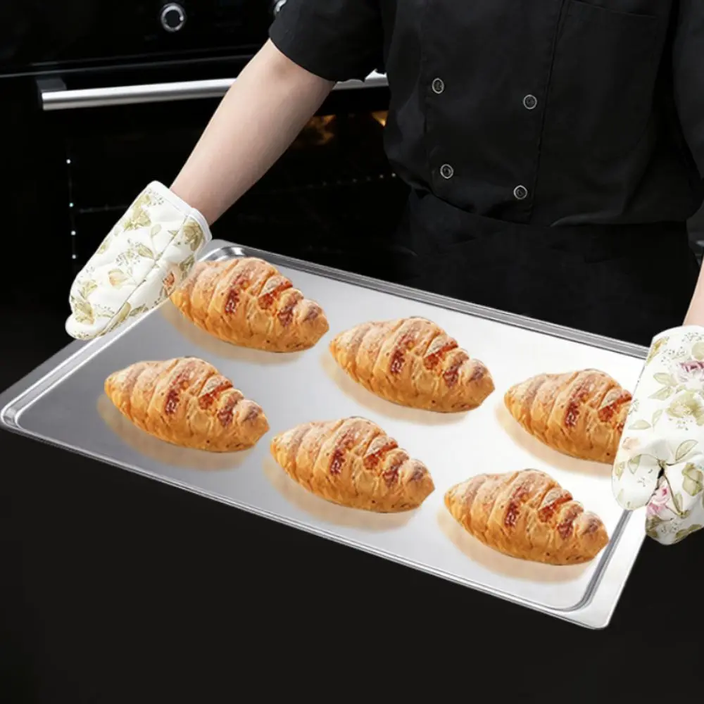 Rectangular Aluminium Alloy Baking Tray Even Heating Thickened Baking Pan Non-stick High-temperature Resistance Oven Tray Cake