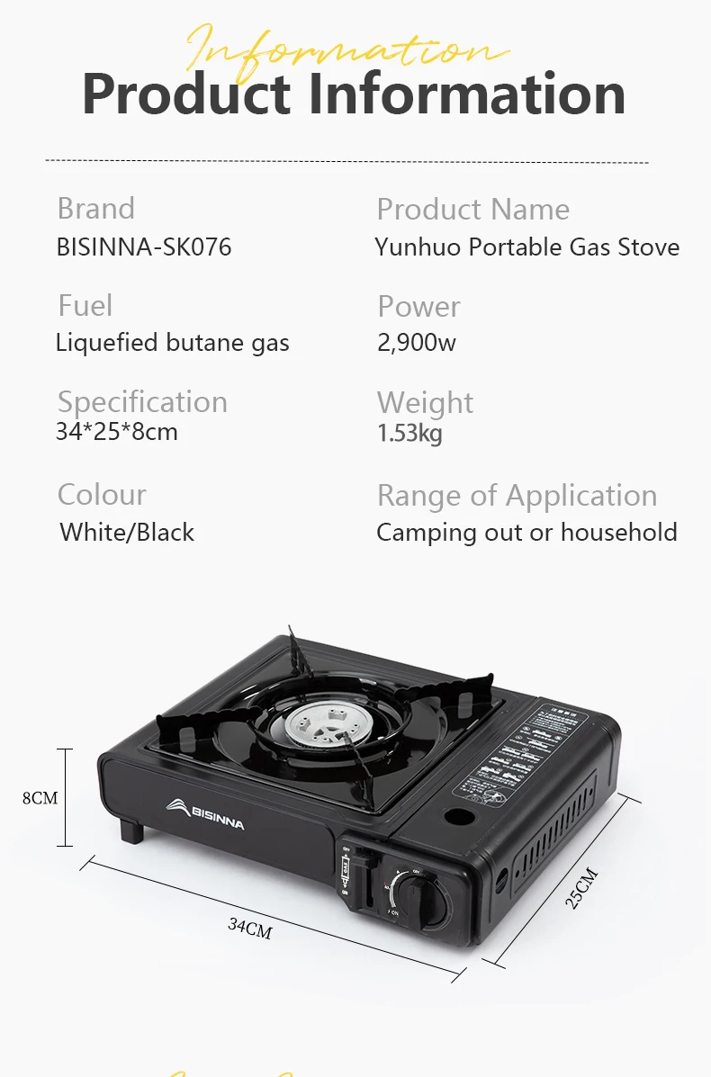BISINNA Tragbarer Campingkocher, Leichter Picknick-BBQ-Kocher mit Aufbewahrungsbox, Brennt wie ein Gasbrenner für zu Hause, 2900W Leistung – Detail 9