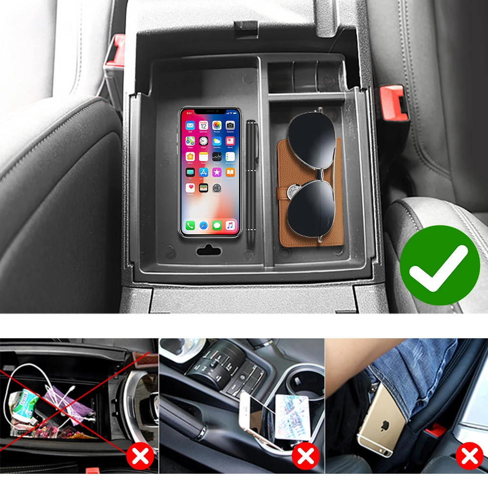 Center Console Organizer Storage Tray For Ford Bronco 2021 2022 2023 2024 Armrest Storage Insert Separate Box Car Accessories