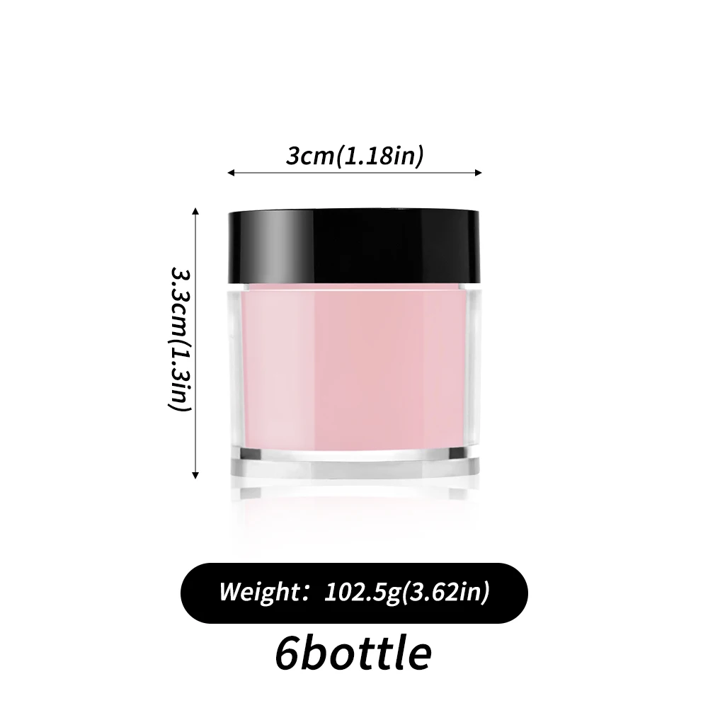 6 Fles/Set Dip Poeder Nagelset Dame Zacht Nude Roze Neutrale Huid Dompelen Poeder Voor Franse Nail Art Manicure Salon Doe-Het-Thuis