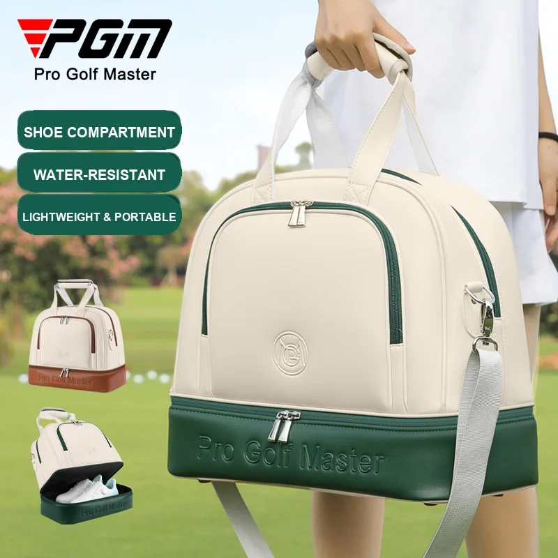 PGM Women's Golf Travel Duffle Bag Double Layer Shoe Compartment Lightweight Water-Resistant Carry-On Tote YWB050