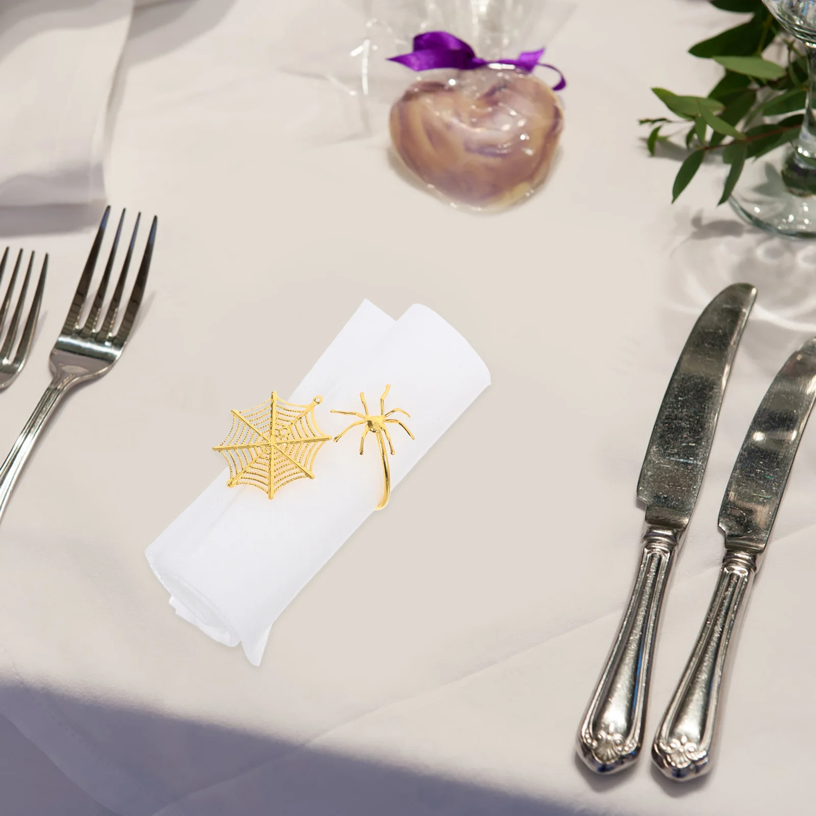 

6Pcs Spider Napkin Rings Metal Halloween Table Setting Spooky Serviette Buckle Rings Party Dinner Decor Supplies