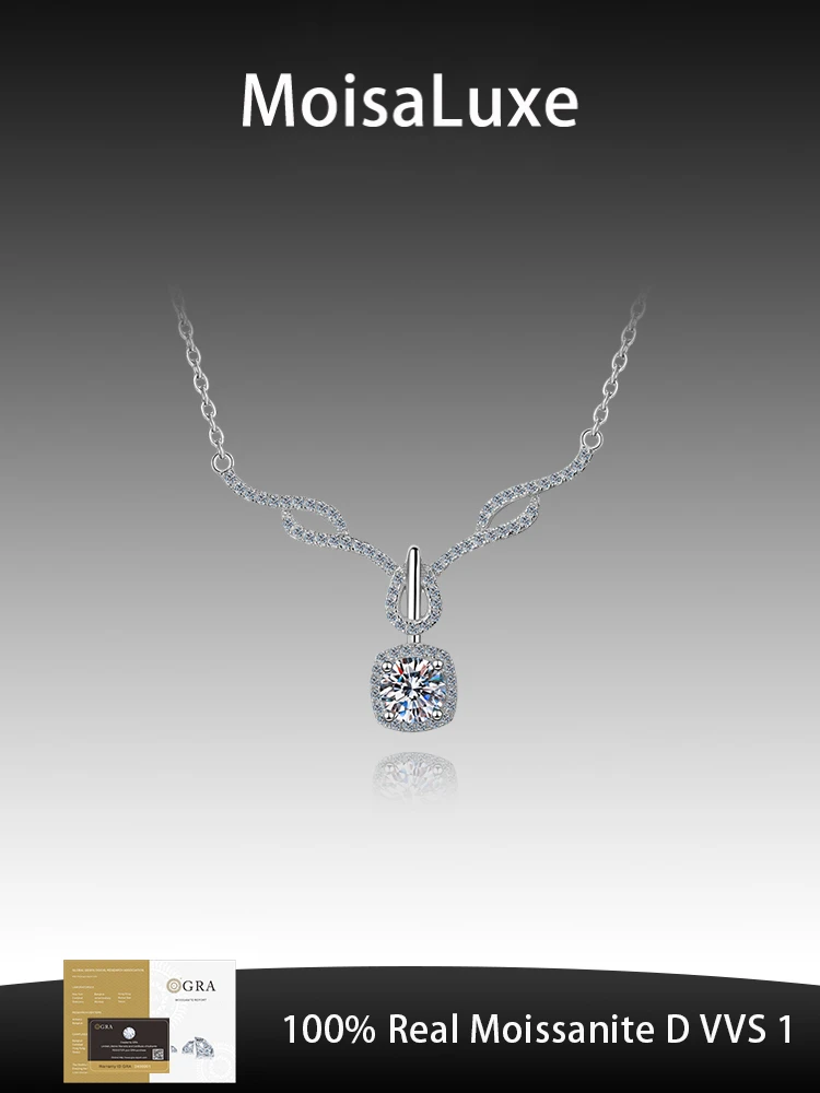 

MoisaLuxe Official Store GRA Moissanite Plata Sterling 925 Silver Four-clawed Female 80 Cent Pendant Necklace For Women Jewelry