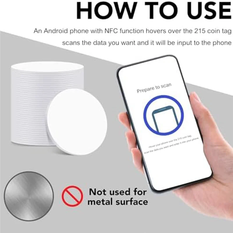 ABFN-60 шт. NFC Tagsntag 215 NFC-стикер, круглый NFC-тег, перезаписываемая карта NFC, липкая задняя часть, устройство для сотового телефона с поддержкой NFC, легко