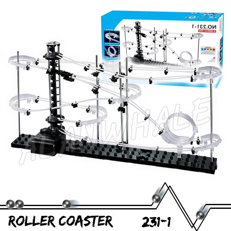 500cm Rail Level 1 Marble Run Maze Roller Coaster Electric Elevator Model Building Boy STEM Learning toys Rolling ball Sculpture